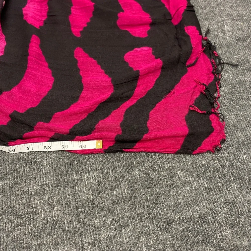 Pink Black White Zebra Print Scarf Lightweight Fringed Tassel Oblong Wrap